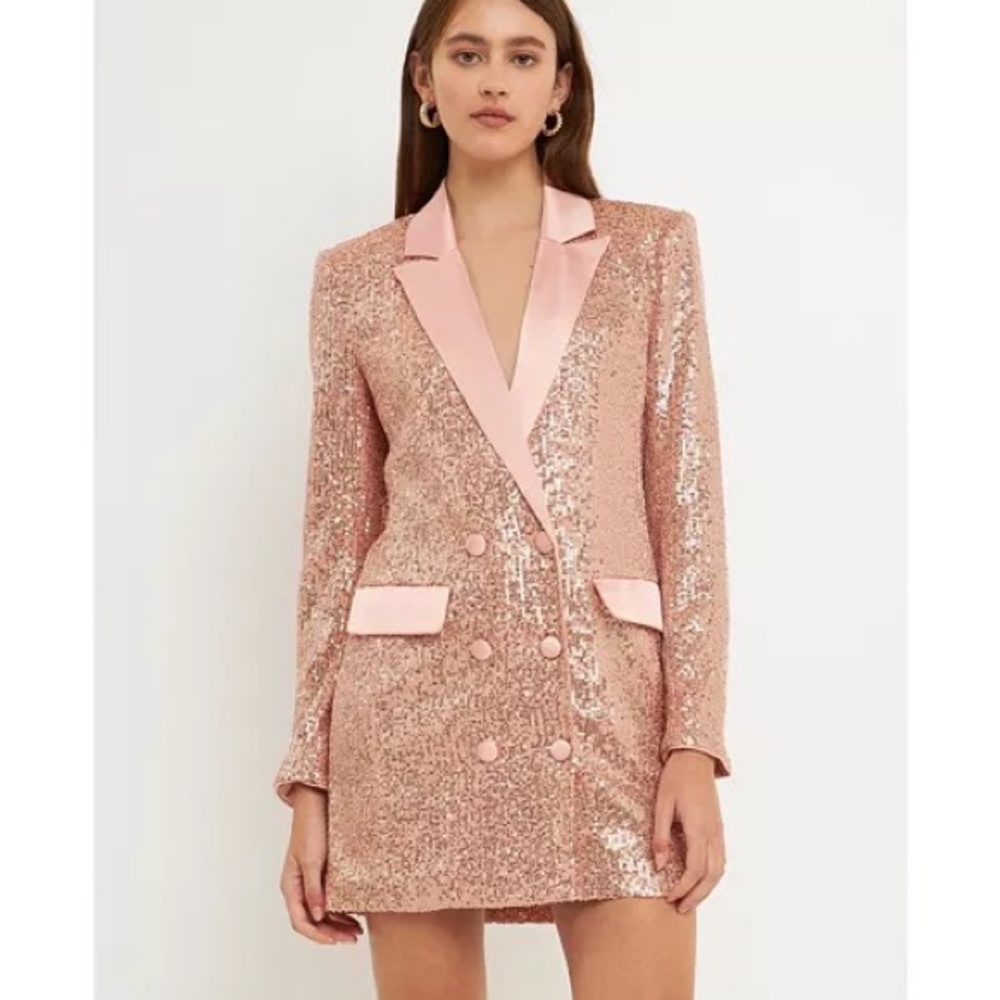 Endless Rose Pink Sequin Blazer Dress